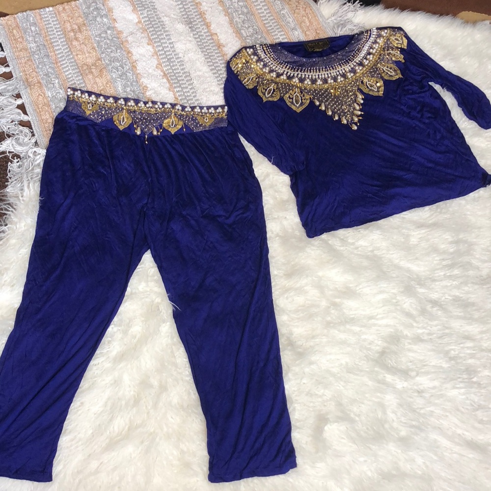 Bali Chic blue beaded outfit - Size XL